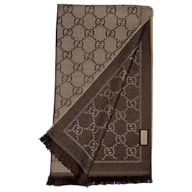 Sciarpa Gucci in Lana Reversibile Nuova Marrone
