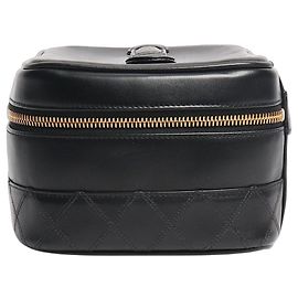 Chanel Black vintage 1991 Bicolore lambskin Vanity bag