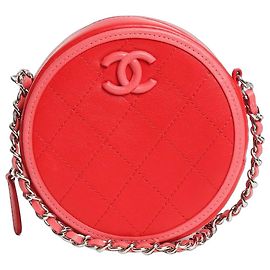 Chanel Borsa rotonda a tracolla in pelle di agnello rossa 2019