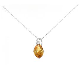Autre Marque Collana in platino con diamante citrino