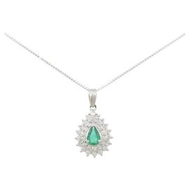 Autre Marque Collana in diamante smeraldo in platino