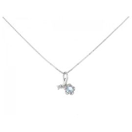 Autre Marque Collier en or blanc Au750 avec fleurs en aigue-marine et diamants