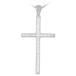 Autre Marque Collana con croce di diamante in oro bianco Au750