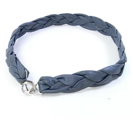 Chanel Blue-Gray Leather Belt