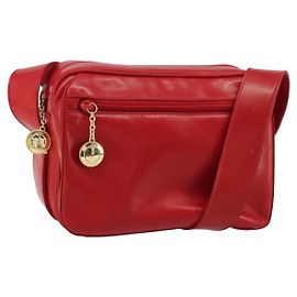 Gucci Sac à épaule en cuir rouge et or Auth 157758