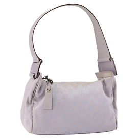 GUCCI GG Canvas Shoulder Bag Purple Gold 92699 Auth 158466