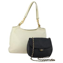 BALLY Borsa Tote in Pelle 2 Set Nero Avorio Auth 156704