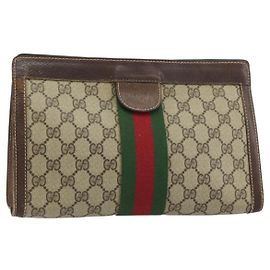 Borsa Gucci GG Supreme Web Sherry Line PVC Beige Rosso 37 014 2125 Auth ar13858