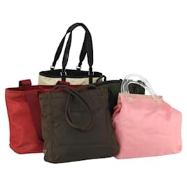 PRADA Borsa a Mano Nylon 5 Set Rosa Crema Khaki Auth ti3562 - Prada