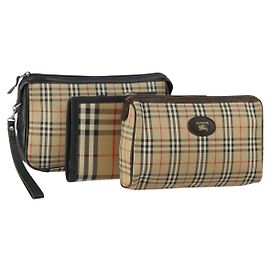 Autre Marque Borsa a mano in tela Burberrys Nova Check 3 pezzi Beige Auth ki6243