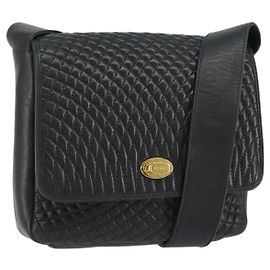 BALLY Bolso de Hombro de Cuero Negro y Dorado Auth BA9032
