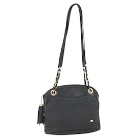 BALLY Borsa a Spalla a Catena Pelle Nera Oro Auth 158019 - Bally