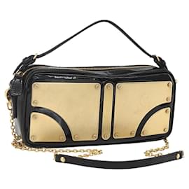 Borsa a Spalla Miu Miu Catena Smalto 2 in 1 Nero Oro Auth 159323V