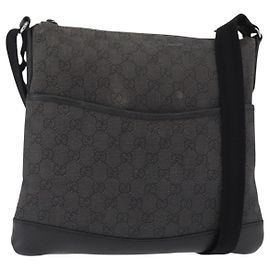 Borsa a Spalla GG Canvas Gucci Nera Argento 374414 Auth 156793