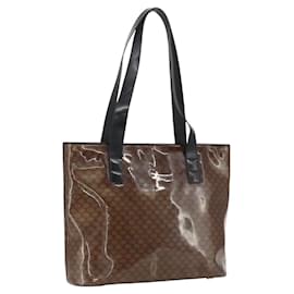 Céline Borsa a Spalla in Tela Macadam CELINE Vinile Marrone Oro Auth 148538