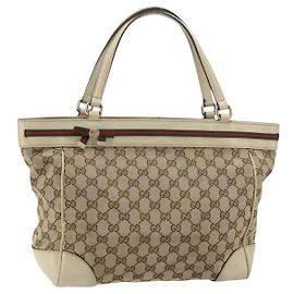 Borsa tote Mayfair Sherry Line in tela GG di GUCCI Beige Rosso 257061 Auth ep12533