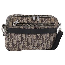 Borsa a spalla in tela obliqua Trotter Christian Dior nera argento autentica 157136