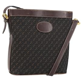 LOEWE Borsa a Spalla Anagramma Nylon Marrone Oro Auth 160683