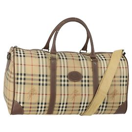 Autre Marque Bolsa Boston em PVC bege e dourado com estampa Nova Check da Burberrys Auth 155391