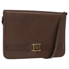 Borsa a Spalla Christian Dior in Pelle Marrone Oro Auth bs31813