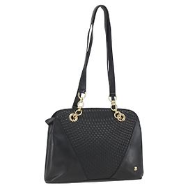 BALLY Borsa Tote in Pelle Nera Oro Auth bs31897