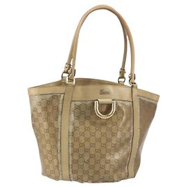 GUCCI GG Crystal Abbey Tote Bag Gold 211982 Auth 160848
