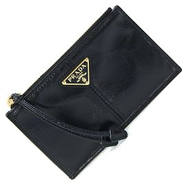 Prada Black Leather Card Wallet