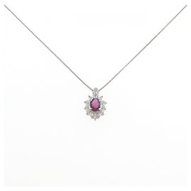 Autre Marque Collana in Rubino e Diamante Pt900/Pt850