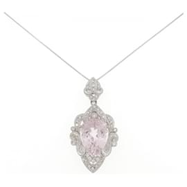Autre Marque Collana in Kunzite e Diamante Pt900 Pt850