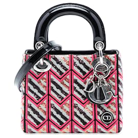 Dior Mini Lady Dior in vernice rosa con paillettes