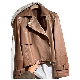 Brunello Cucinelli short trench coat camel leather