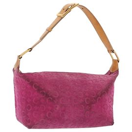 Céline Borsa a spalla in tela Macadam C di CELINE in suede rosa e oro Auth BA9043
