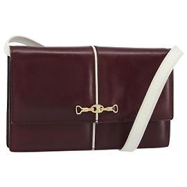 Céline Borsa a Spalla CELINE Macadam Horsebit in Pelle Bordeaux Oro Auth 157361