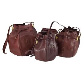 CARTIER Borsa a Spalla Must Line Pelle 5 Set Bordeaux Oro Auth mr1720