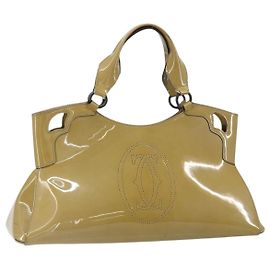 Borsa Tote Cartier Pelle verniciata Gialla Argento Auth BA9040