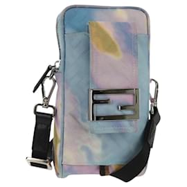 Borsa a spalla in tela Zucca FENDI blu argento autentica bs32097V