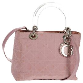 Bolso de mano Christian Dior Canage de nailon 2 en 1 rosa plata auténtico 157137