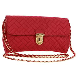 PRADA Bolso de Hombro con Cadena Nylon Rosa Dorado Auth 160856V - Prada