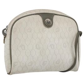 Christian Dior Schultertasche aus Waben-Canvas PVC Gold Weiß Auth 158146