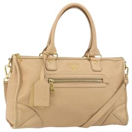 PRADA Borsa a Mano in Pelle 2 in 1 Beige Oro Auth ka1190