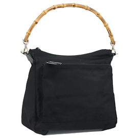 Gucci Handtasche aus Nylon und Leder in Schwarz mit silbernen Details 000 2404 0509 Auth bs31893