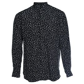 Schwarze Saint Laurent Hemd mit Musiknoten-Druck