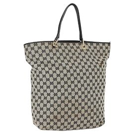 Borsa Tote GG in Tela GUCCI Navy Gold 002 1097 3444 Auth 158526