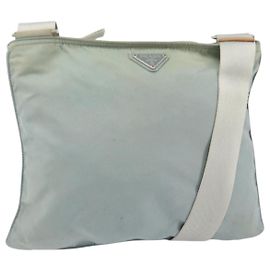 Borsa a Spalla PRADA in Nylon Azzurro Chiaro Argento Autentica 156862