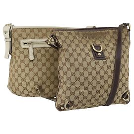 Borsa a Spalla GG Canvas Gucci 2 Set Beige Auth 156389