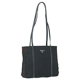 Borsa Tote PRADA in nylon e pelle nera argento autentica bs31865