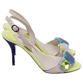 Sandalias de tacón slingback adornadas con joyas de Sophia Webster en cuero multicolor - Sophia webster