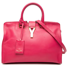 Borsa cabas Chyc piccola in pelle di vitello rosa Saint Laurent