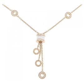 Bulgari Collana Bvlgari B.zero1 in oro rosa 750, ceramica e diamanti