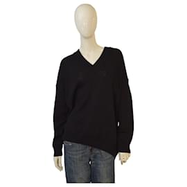 Oversized V-Ausschnitt Pullover in Schwarz mit Zickzack-Muster von Missoni IT42 / M – Hergestellt in Italien